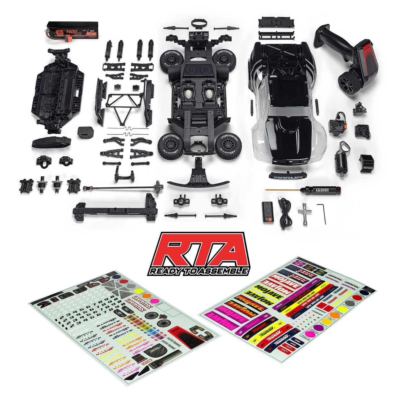 1/16 MOJAVE GROM 4X4 RTA KIT Brushed Desert Truck (Battery & Charger Included), Clear/Black