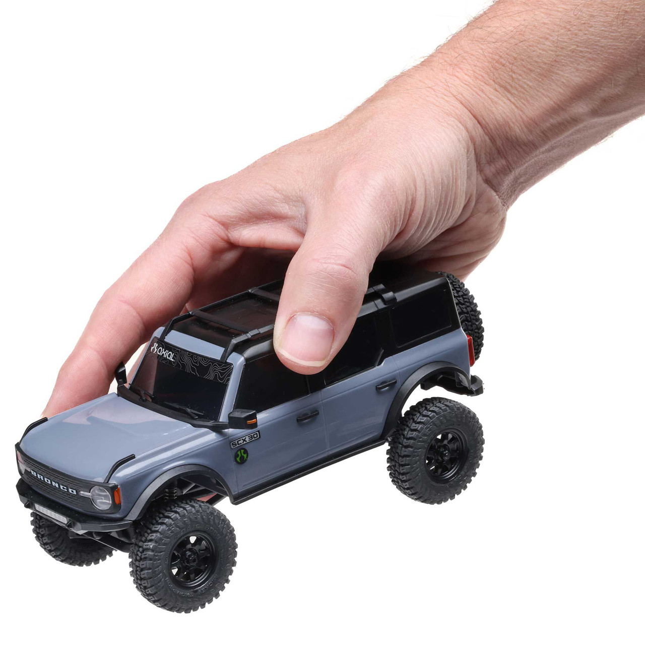 1/30 SCX30 Ford Bronco 4X4 RTR Brushed Rock Crawler (Battery & Charger Included), Gray