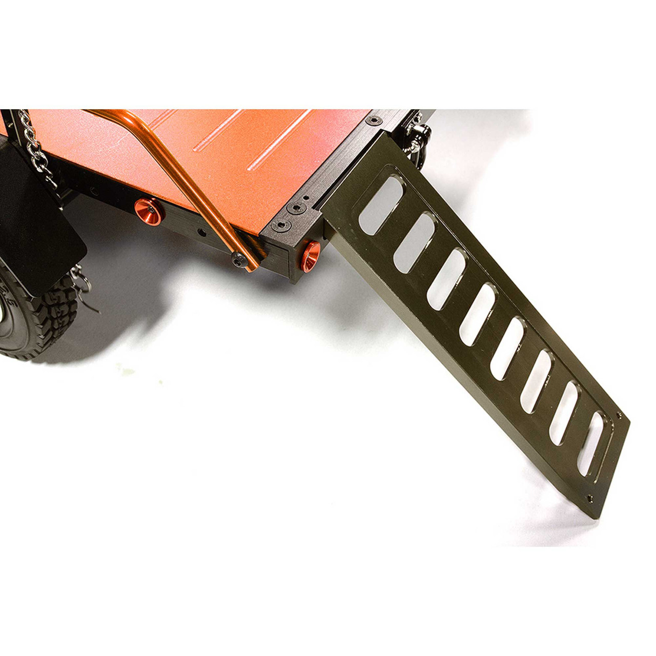 Alloy Flatbed Dual Axle Car Trailer, Orange: 1/10 RC