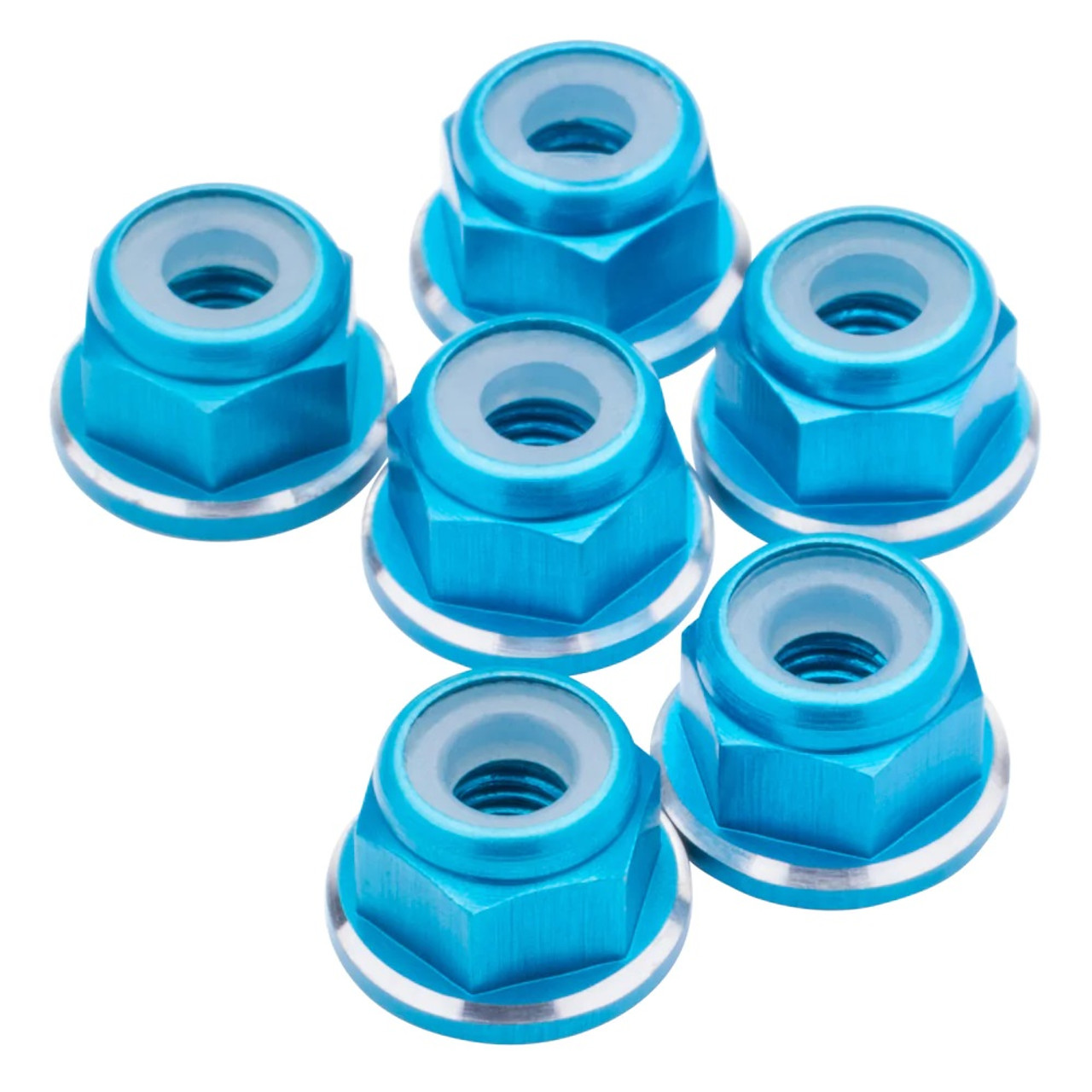 7075 Aluminum M3 Flanged Locknuts - Bright Blue Shine - 7075 Aluminum M3 Flanged Locknuts - Bright Blue Shine -