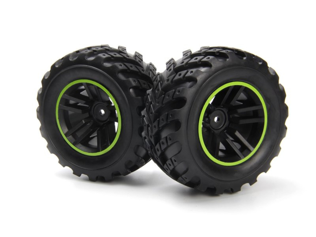 BlackZon Spryte Wheels/Tires Assembled (Black/Green) BZN540324