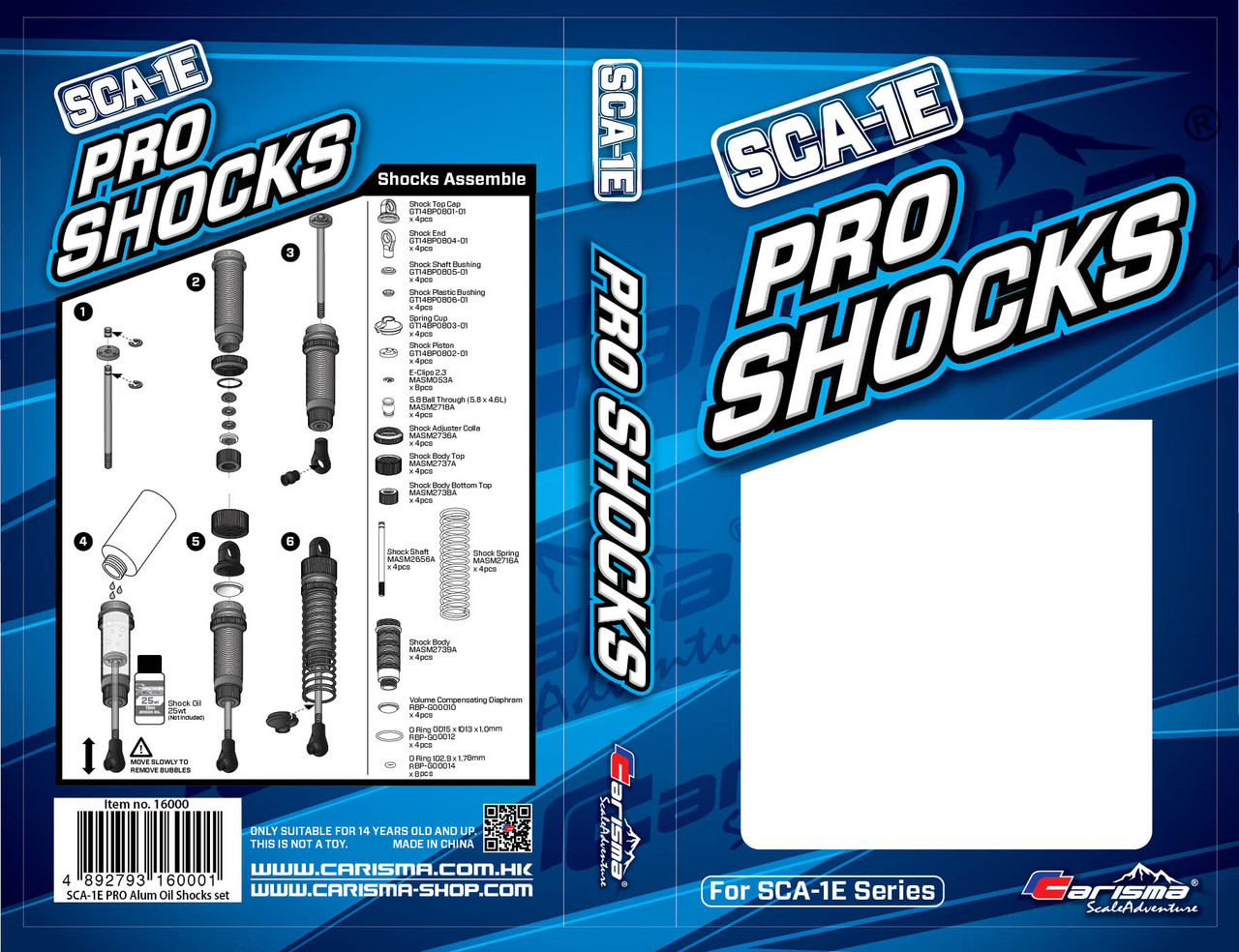 SCA-1E Pro Aluminum Oil Shocks (4) Unassembled SCA-1E Pro Aluminum Oil Shocks (4) Unassembled
