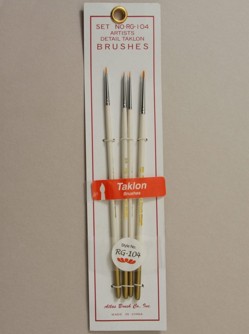 Atlas Brushes Golden Taklon Detail Brush Set 4 Sizes ABSRG-104