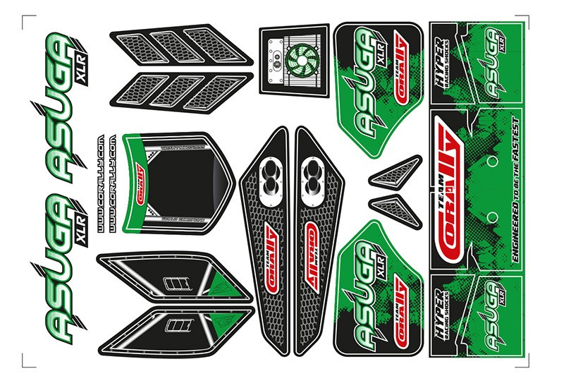 Corally Body Decal Sheet, Asuga XLR, Green COR00180-858-G