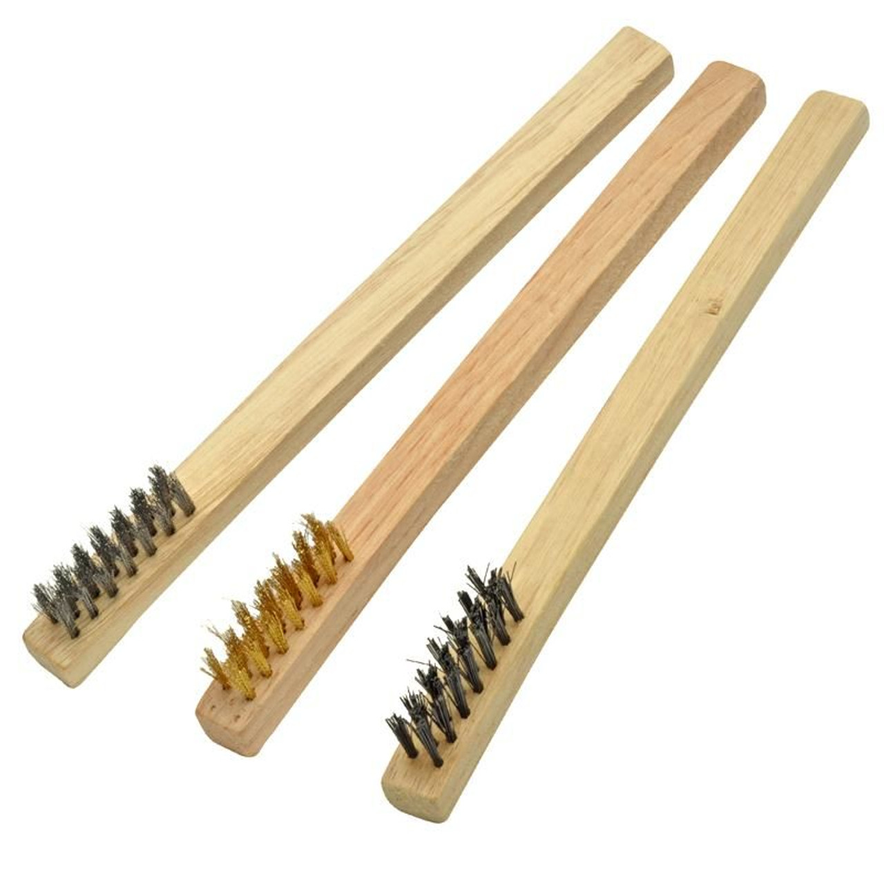 3pc Mini Wire Brush Set, Wood Handles, Carded 3pc Mini Wire Brush Set, Wood Handles, Carded