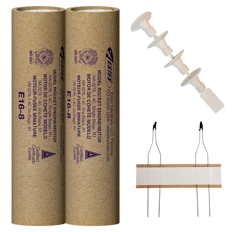 E16-8 29mm Model Rocket Engines, (2pk)