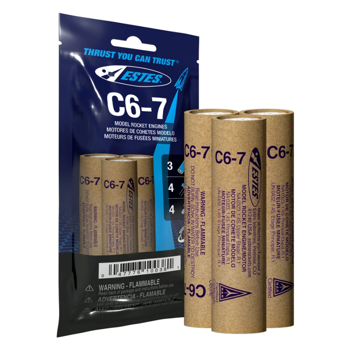 Estes Rockets C6-7 Model Rocket Engines (3pk) EST10038