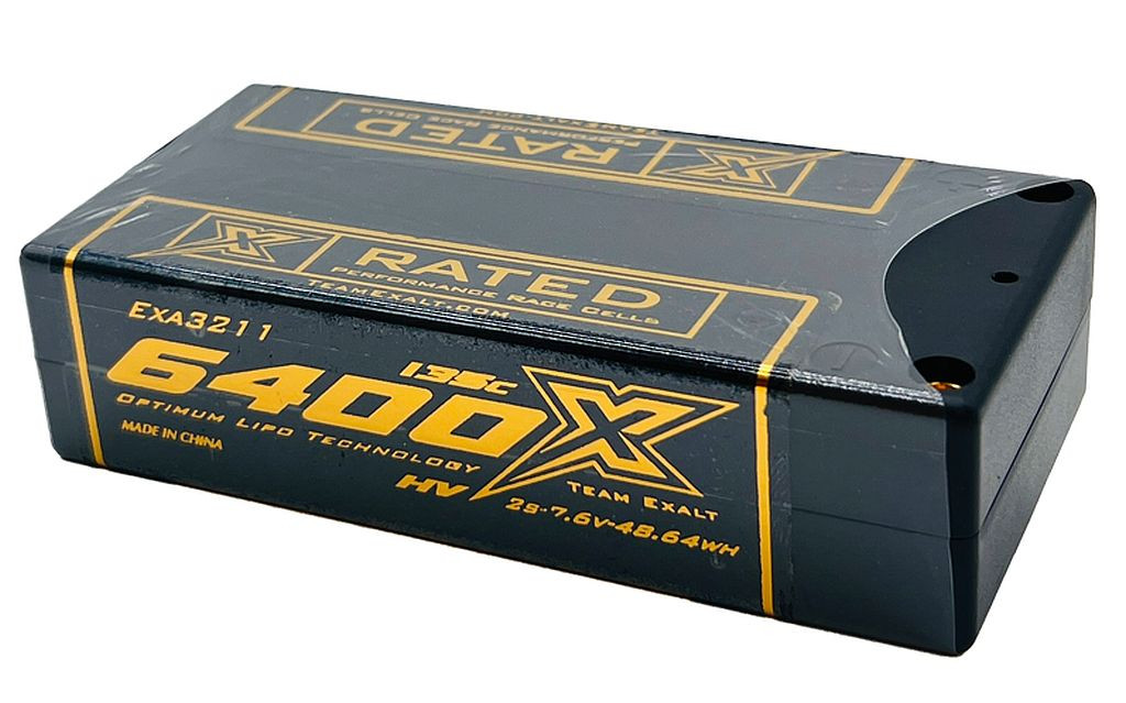 Exalt 2S 7.6V 6400MAH 135C Shorty w/5mm Bullets HVX-Rated LiPo EXA3211