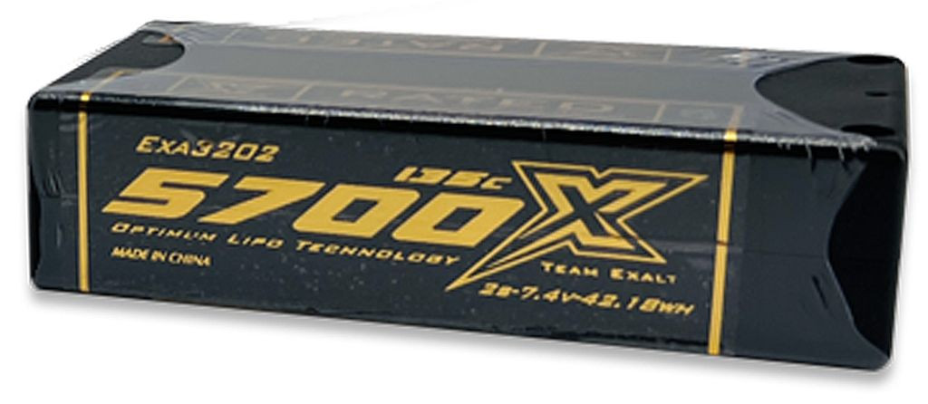 Exalt 2S/7.4V-5700MAH-135C Shorty w/5mm Bullets, X-Rated LiPo EXA3202