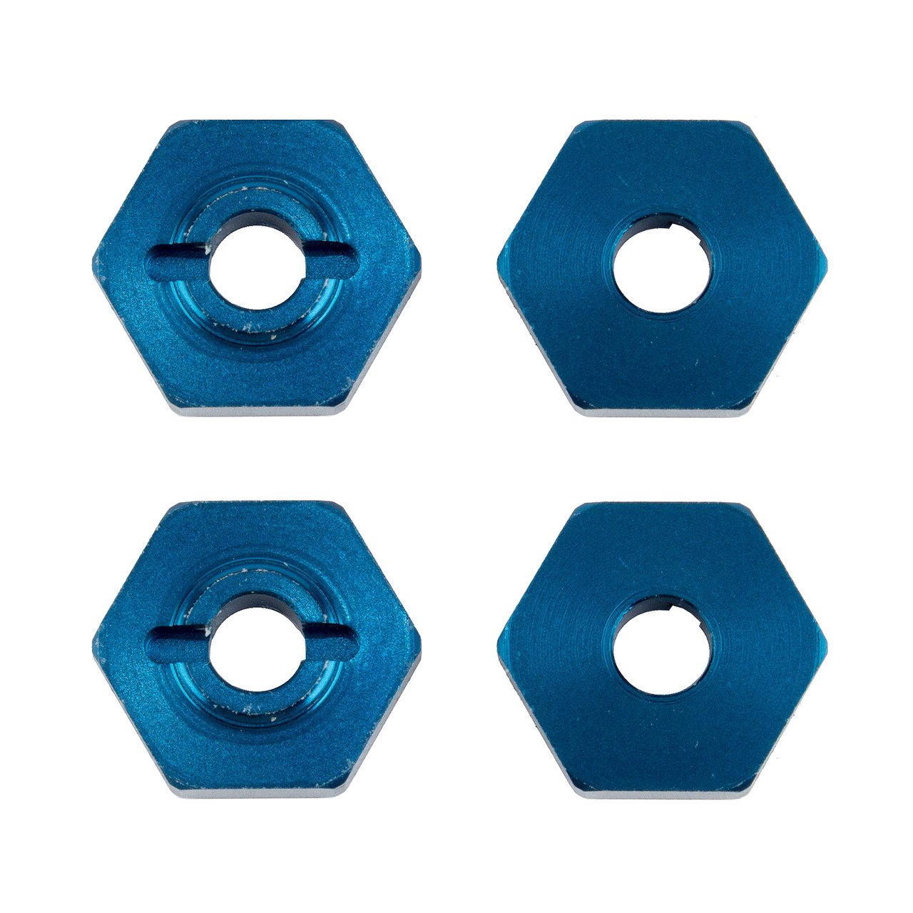 Team Associated FT 1:14 Wheel Hexes, Blue Alum ASC21562