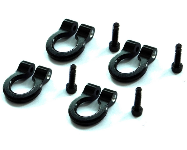 Hot Racing 1/10 Scale Aluminum Black Tow Shackle D-Rings (4pcs) HRAACC80801