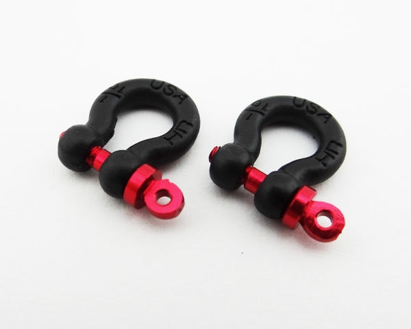 Hot Racing 1/10 Scale Aluminum Black Tow Shackles D-Rings (2pcs) HRAACC808X01