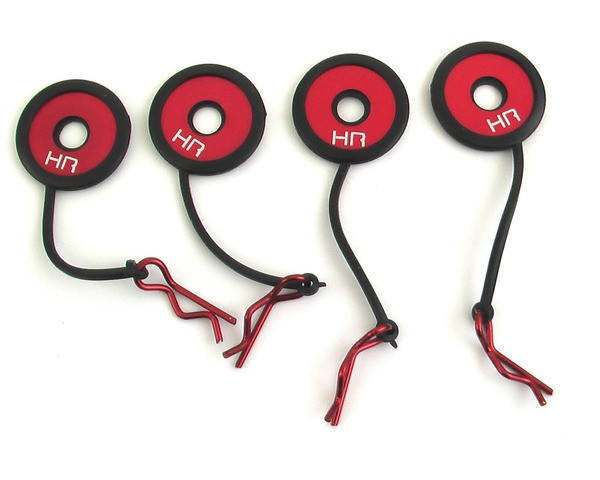 Hot Racing Body Clips w/ Rubber Leash & Body Washer-Red HRABWP133B02