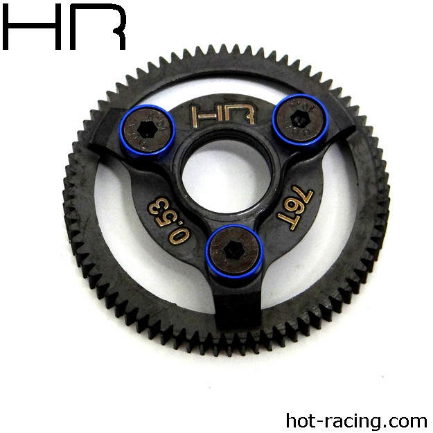Hot Racing Steel 76T 48P Spur Gear Slash, Blue HRASTE876
