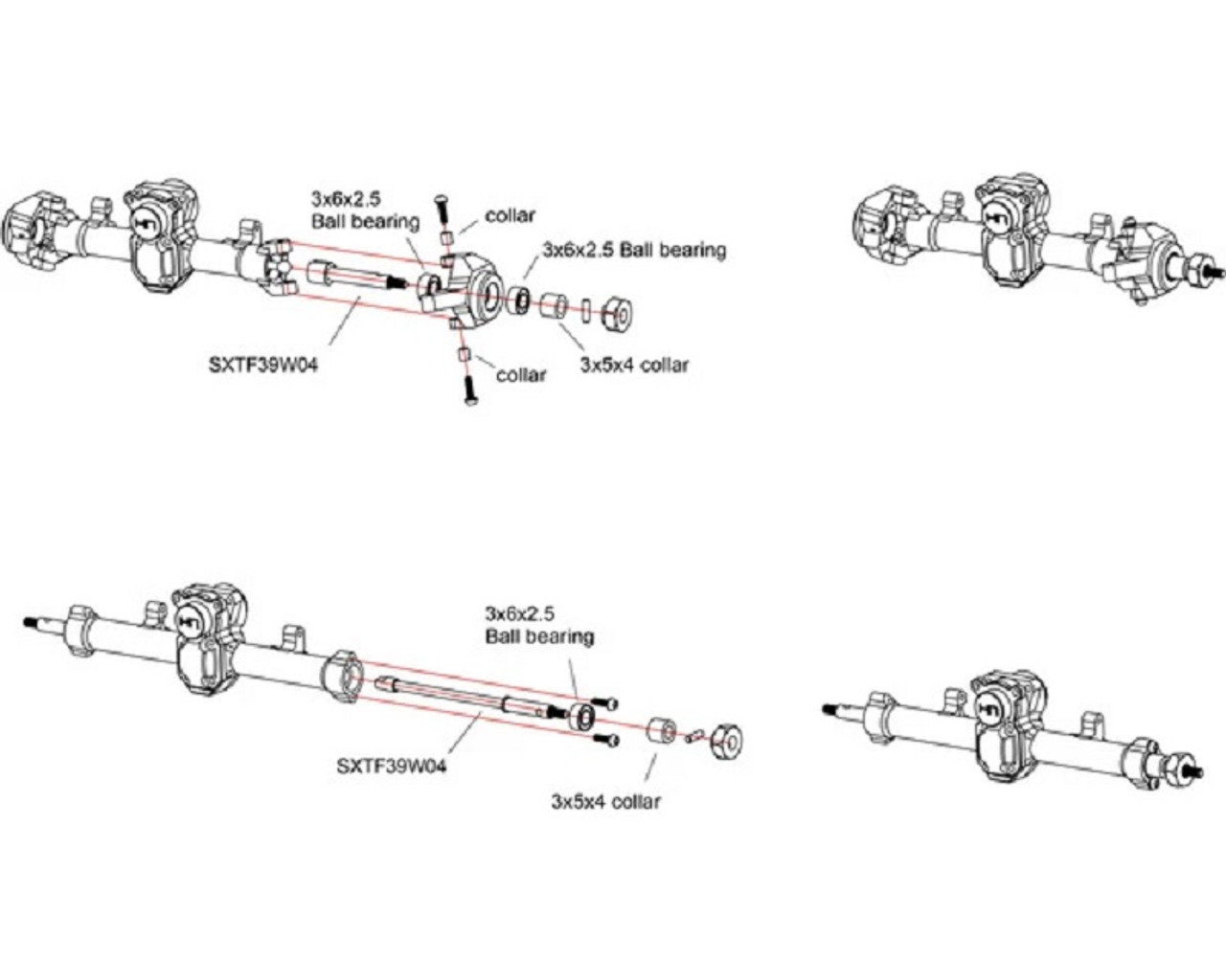 Replacement Front Axles, for SXTF39W04 Replacement Front Axles, for SXTF39W04