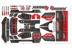 Corally Body Decal Sheet - Punisher 4 - Pre-Cut - Color Red - 1pc COR00180-1329-1