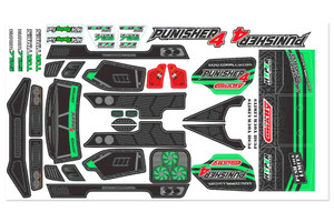 Corally Body Decal Sheet - Punisher 4 - Pre-Cut - Color Green - 1pc COR00180-1329-3