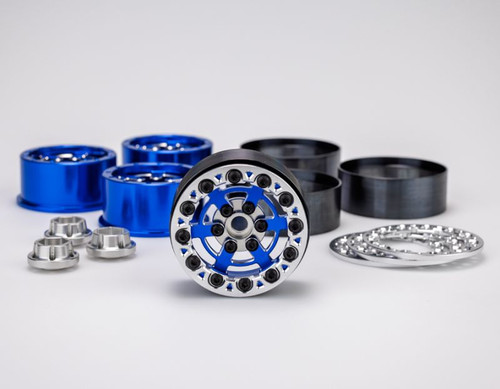 J Concepts Bulls Eye - 2.0" 6 Slot Crawler Wheel, Blue w/ Silver JCO5253