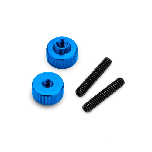 4-40 Thumb Nuts, w/Set Screw, 2pc, Blue, Fits Vintage 4-40 Thumb Nuts, w/Set Screw, 2pc, Blue, Fits Vintage