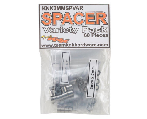 Team KNK 60 Piece 3mm Aluminum Spacer Variety Pack - Natural KNKSPVAR1