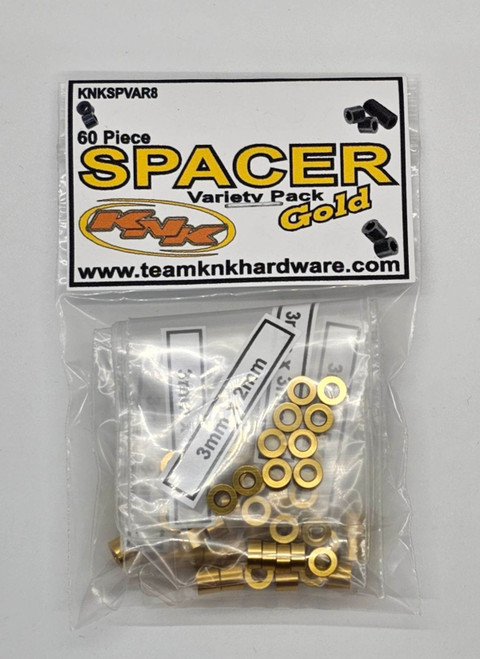 Team KNK 60 Piece 3mm Aluminum Spacer Variety Pack - Gold KNKSPVAR8