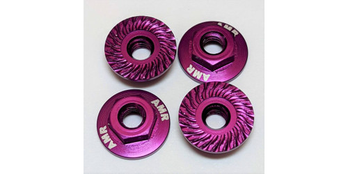 Kyosho M4 Aluminum Serrated Flange Nut, Purple (4pcs) KYOAMR025P