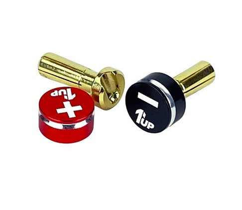 1UP Racing LowPro Bullet Plugs & Grips, 4mm, Red/Black 1UP190431