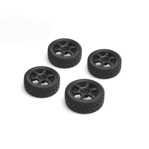 Louise R/C 1/10 Rally Tires 6 Spoke Wheel Black (4pc) LOUNHA485
