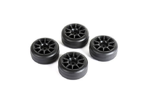 Louise R/C Drift Tires + Wheels 10 Spoke Black +1mm (4pcs), Fits LMX LOUNBA329