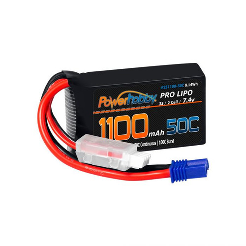 Power Hobby 2S 1100mAh 50C LiPo Battery w/ EC2 Plug: Losi Mini-T/B, JRX2 PHB2S1100MAH50CEC2