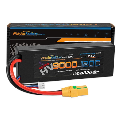 2S 7.6V HV + Graphene 9000mAh 120C LiPo Battery w/ XT90 Plug 2S 7.6V HV + Graphene 9000mAh 120C LiPo Battery w/ XT90 Plug