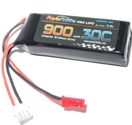 900mAh 7.4v 2S 30C Lipo Battery with Hardwired JST 900mAh 7.4v 2S 30C Lipo Battery with Hardwired JST