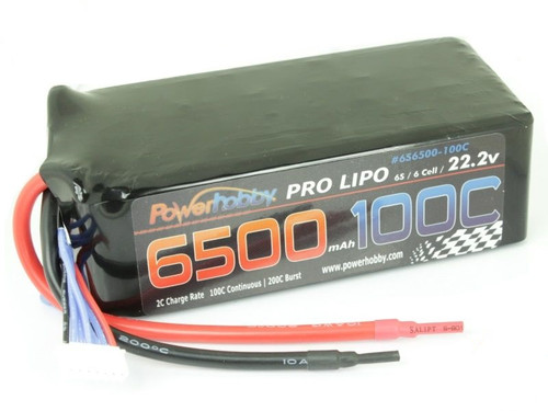 Power Hobby 6500mAh 22.2V 6S 100C LiPo Battery (no connector) PHB6S6500100C