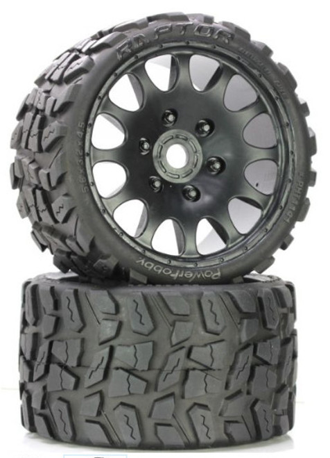 Raptor Belted Monster Truck Wheel / Tires (pr.) Race Soft Raptor Belted Monster Truck Wheel / Tires (pr.) Race Soft