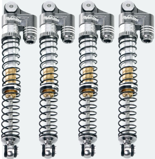 Power Hobby 1/24 Aluminum 58mm Long Travel Shocks, Gray, for Axial SCX24 PHBSCX24771GRAY