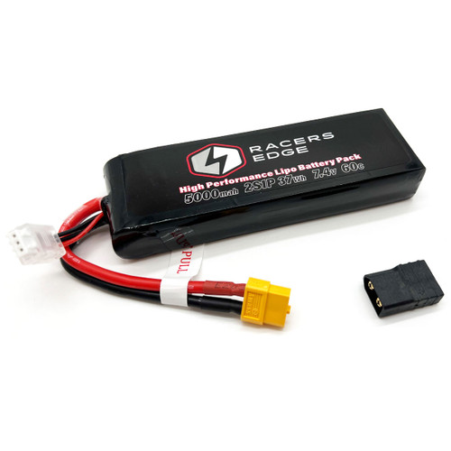 5000mAh 2S 7.4V 60C Soft Pack Lipo Battery XT60 w/TRX Adapt 5000mAh 2S 7.4V 60C Soft Pack Lipo Battery XT60 w/TRX Adapt