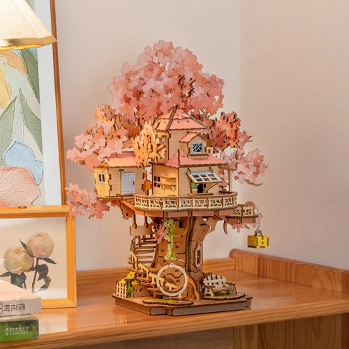 Sakura Tree House, DIY Wooden 3D Puzzle