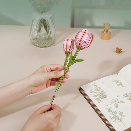 Pink Tulip DIY Wooden Flower