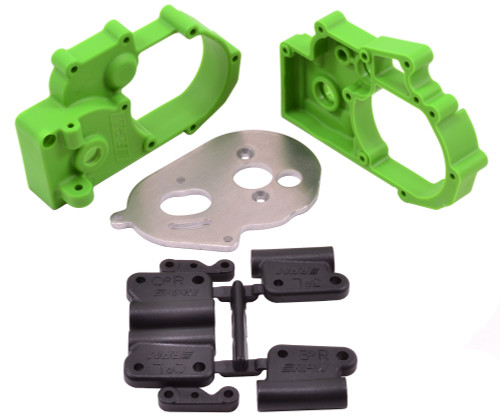 RPM R/C Products HYBRID GEARBOX HOUSING & REAR MOUNTS (GREEN) - TRAXXAS 2WD RPM73614