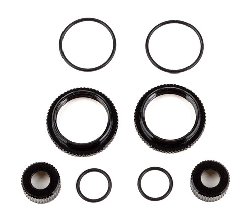 Team Associated 13mm Shock Collar and Retainer Set, Black Aluminium ASC91929