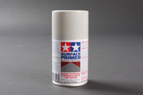 Tamiya Surface Primer 100ml Aerosol for Plastic and Metal, Gray TAM87026