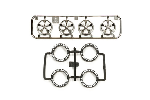 Tamiya JR LP Tire/Wheel (5-Spoke) Black Plated TAM95330