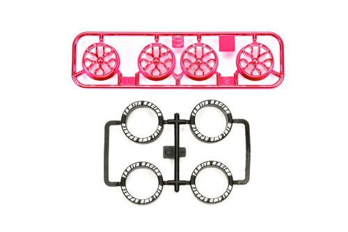 JR LP Tire/Plated Wheel Set, Pink Plated (Y-Spoke) JR LP Tire/Plated Wheel Set, Pink Plated (Y-Spoke)