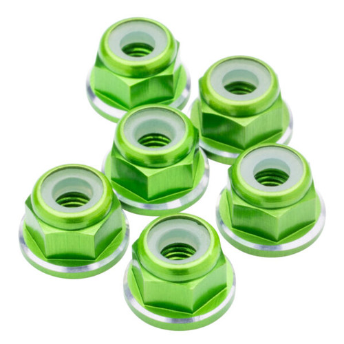 7075 Aluminum M3 Flanged Locknuts - Green Shine - 6pcs 7075 Aluminum M3 Flanged Locknuts - Green Shine - 6pcs