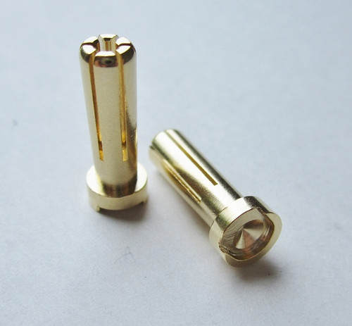 TQ Wire 5mm Male Bullets Low Profile (pr.) Gold 19mm TQW2507