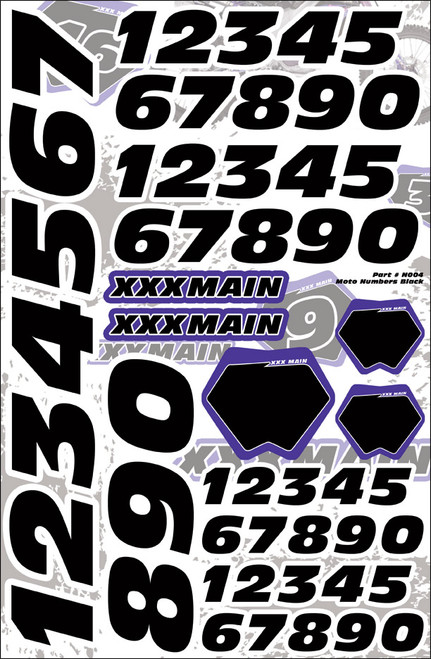 XXX Main Racing Moto Numbers - Black XXXN004