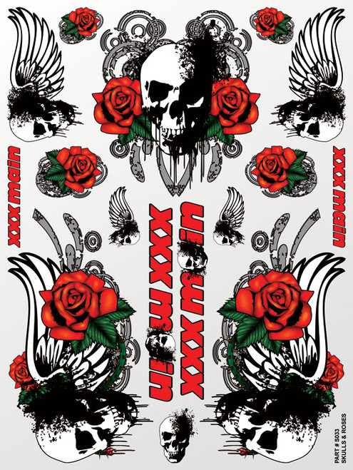 XXX Main Racing Skulls & Roses Sticker Sheet XXXS033