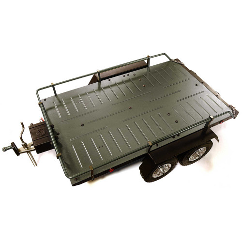Alloy Flatbed Dual Axle Car Trailer, Gunmetal: 1/10 RC