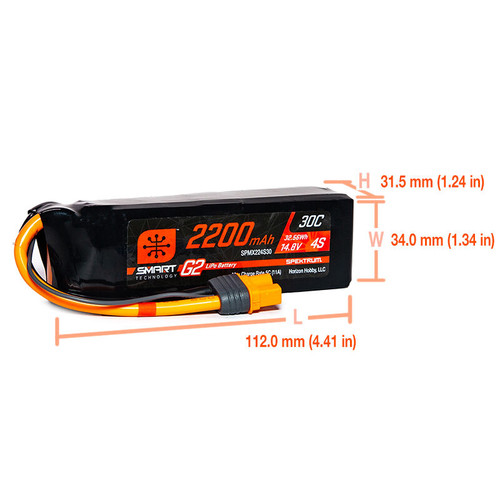 14.8V 2200mAh 4S 30C Smart G2 LiPo Battery: IC3 14.8V 2200mAh 4S 30C Smart G2 LiPo Battery: IC3