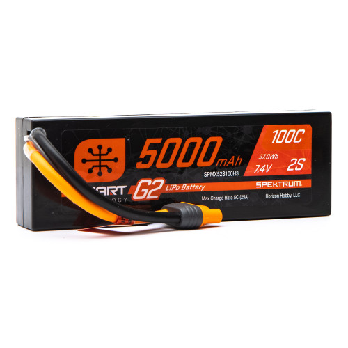 7.4V 5000mAh 2S 100C Smart G2 Hardcase LiPo Battery: IC3 7.4V 5000mAh 2S 100C Smart G2 Hardcase LiPo Battery: IC3